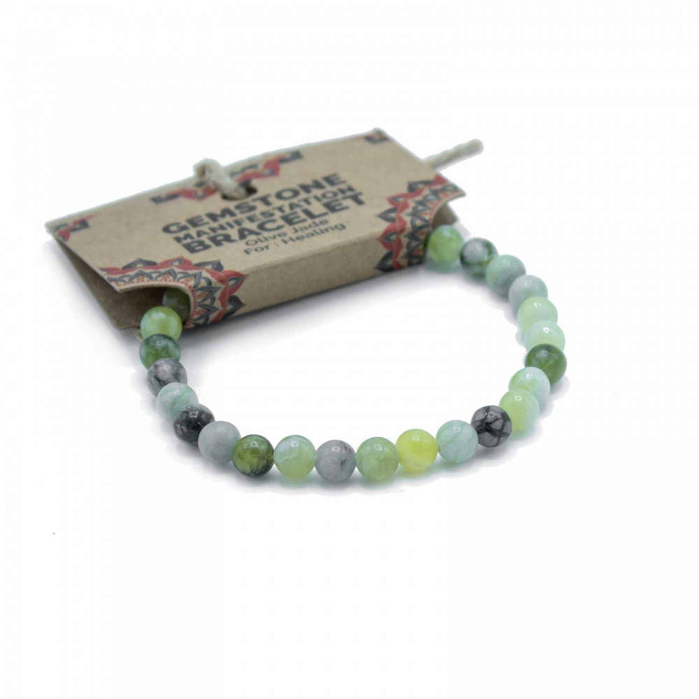 Pulsera de manifestación  Jade oliva - Curación