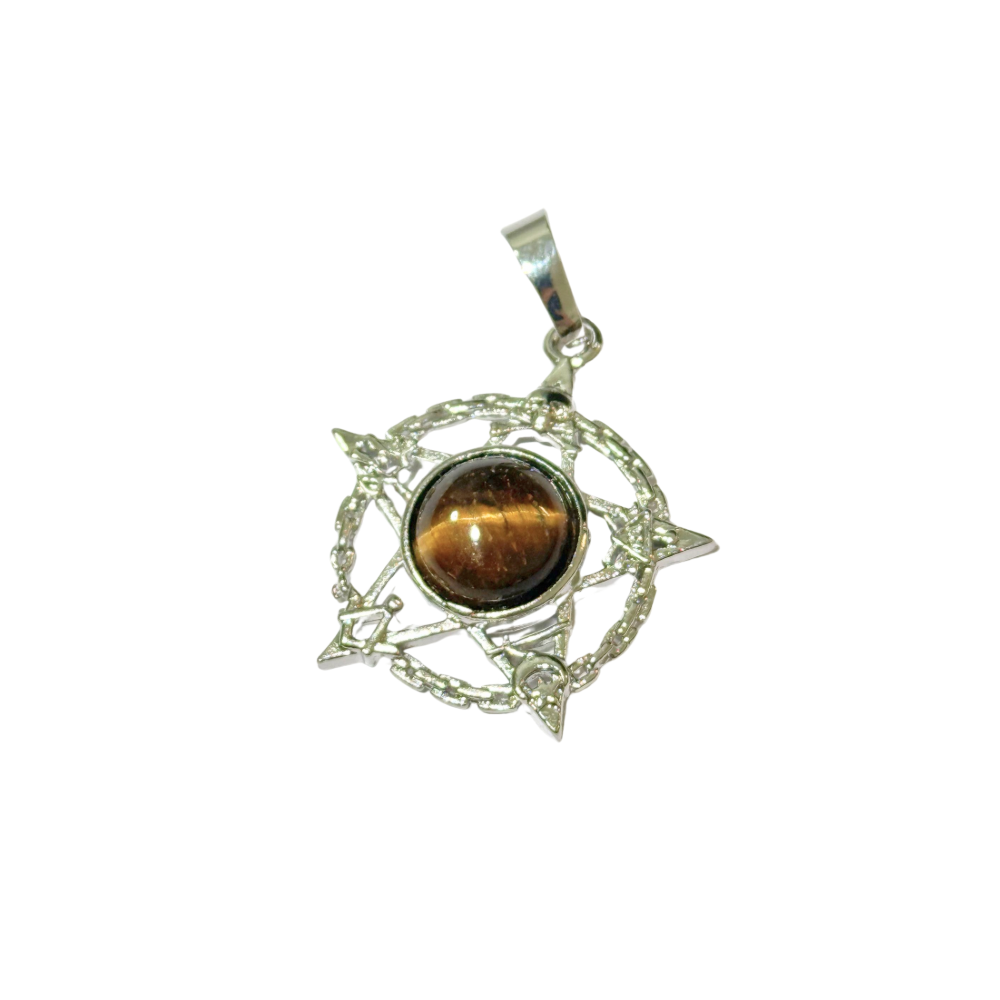 Colgante pentaculo con ojo de tigre