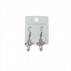 Pendientes Acero Flor de loto con tallo alargado