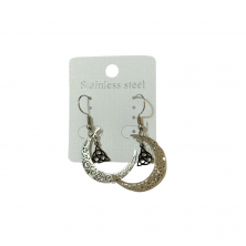 Pendientes Acero Luna con Triqueta