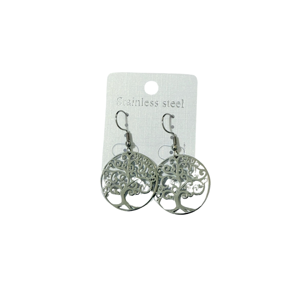 Pendientes Acero Arbol de la vida