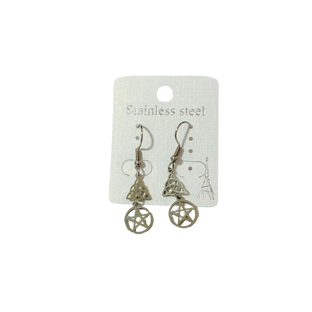 Pendientes Acero Triqueta con Pentaculo