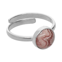 Anillo Círculo de Rodocrosita Pequeño Ajustable en Plata de Ley 925